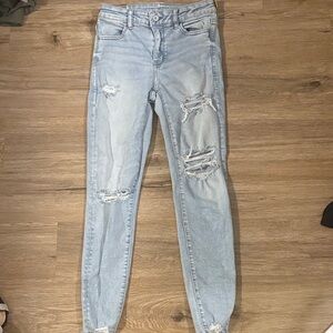 American Eagle Outfitters Light Blue Ripped Skinny Jeans